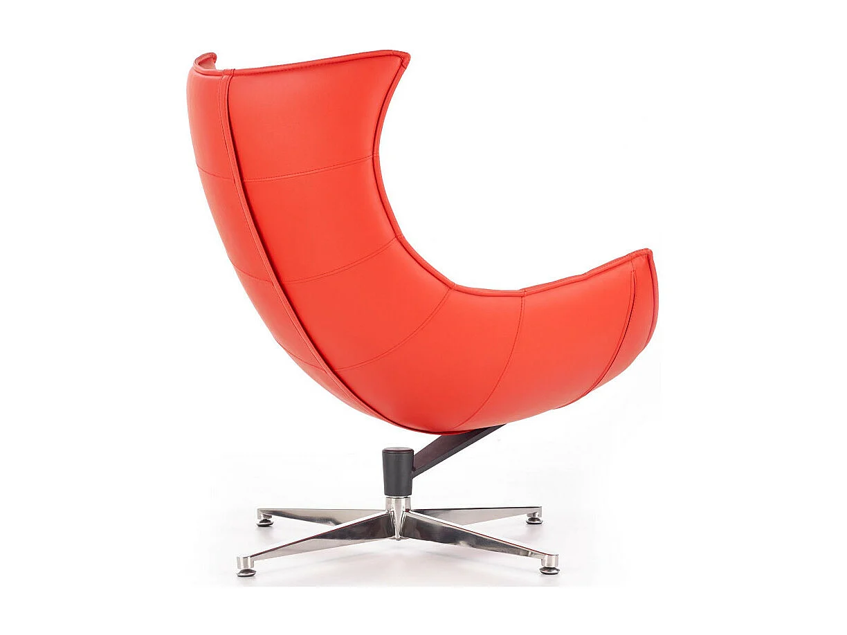 Fauteuil design pivotant rouge avec piètement en acier inoxydable Oliver