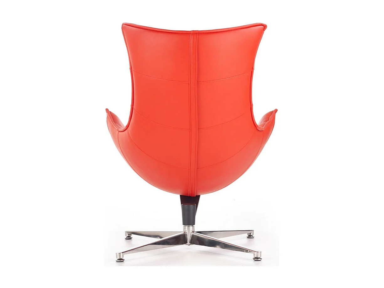 Fauteuil design pivotant rouge avec piètement en acier inoxydable Oliver