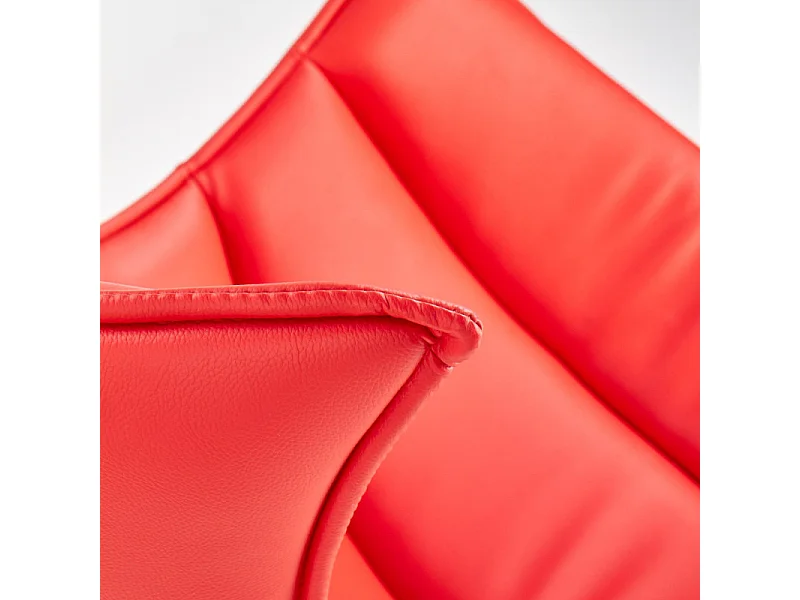 Fauteuil design pivotant rouge avec piètement en acier inoxydable Oliver