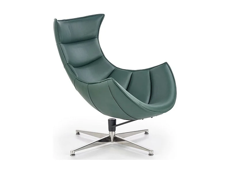 Poltrona girevole di design in verde scuro con base in acciaio Oliver