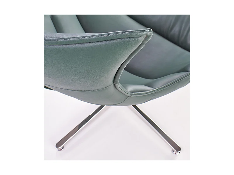 Sillón giratorio de diseño en verde oscuro con base de acero Oliver