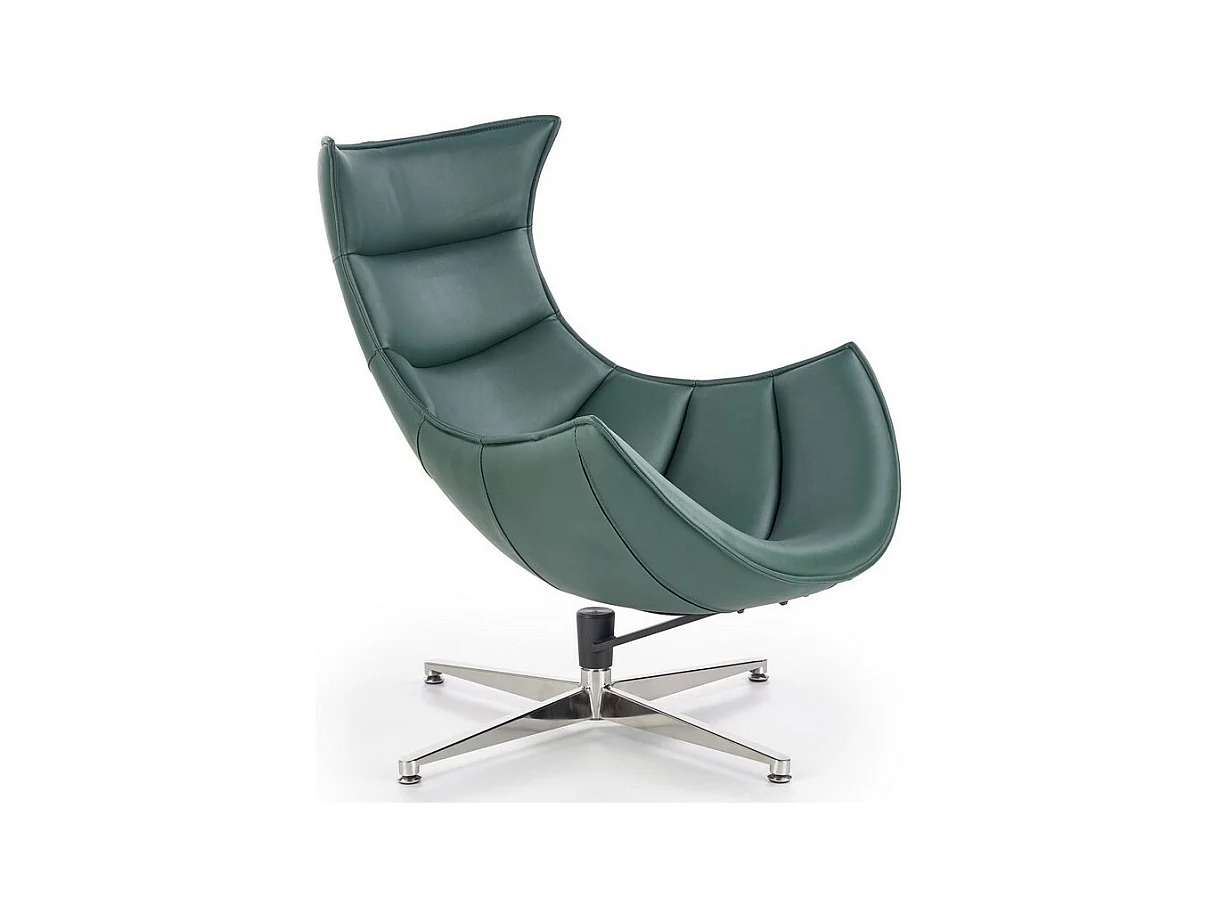 Fauteuil design pivotant en vert foncé avec piètement en acier Oliver