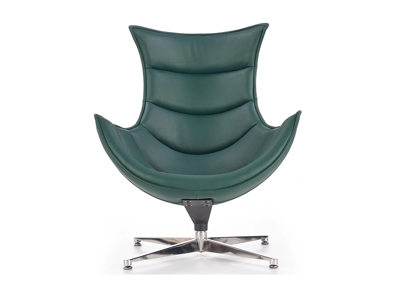 Fauteuil design pivotant en vert foncé avec piètement en acier Oliver