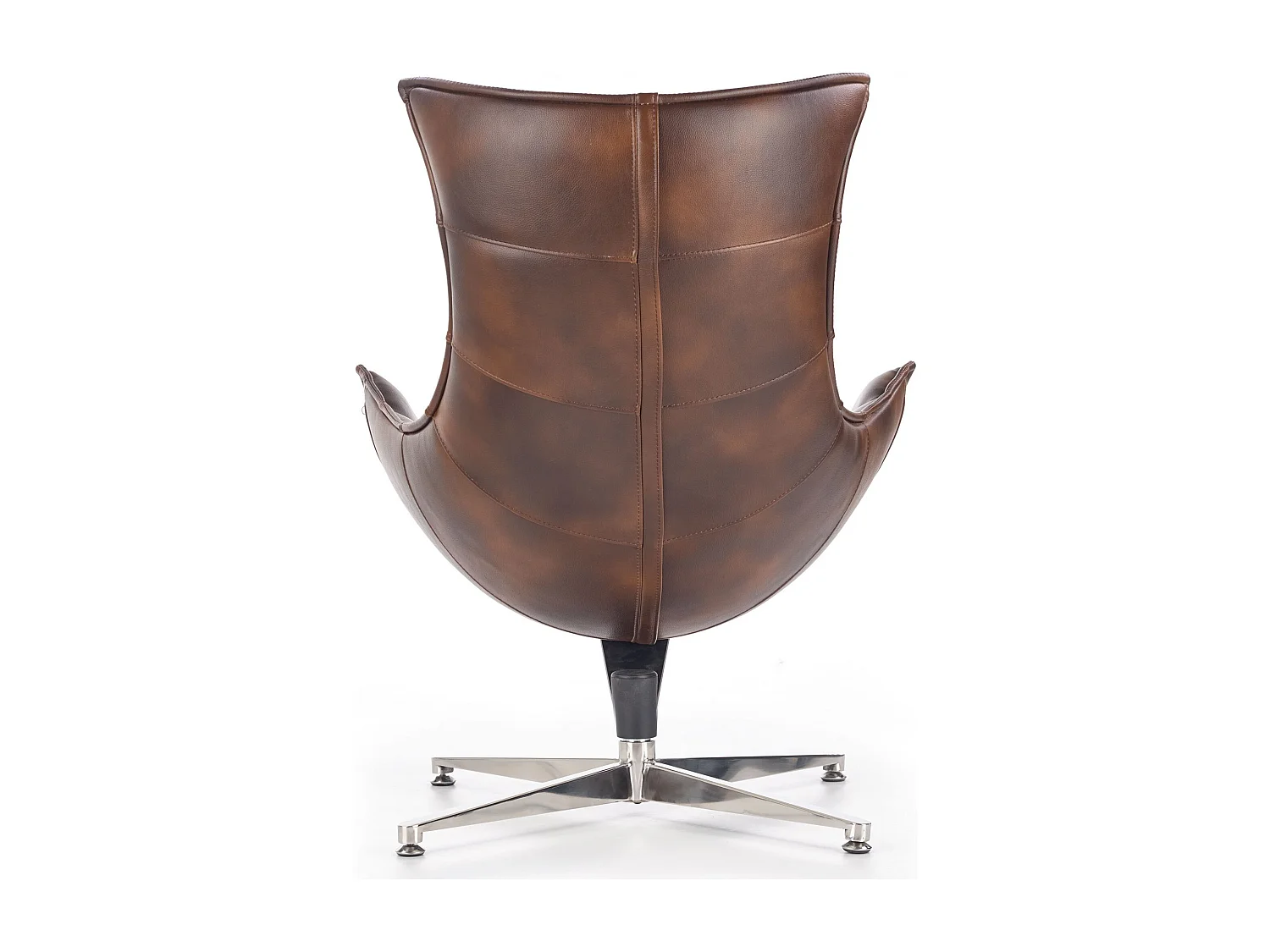 Sillón giratorio de diseño en piel envejecida con base de acero inoxidable Oliver