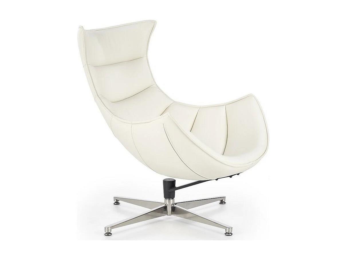 Poltrona girevole di design Oliver bianca con base in acciaio inox