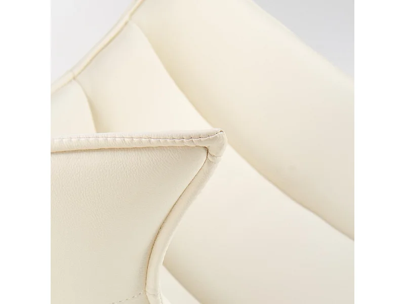 Poltrona girevole di design Oliver bianca con base in acciaio inox