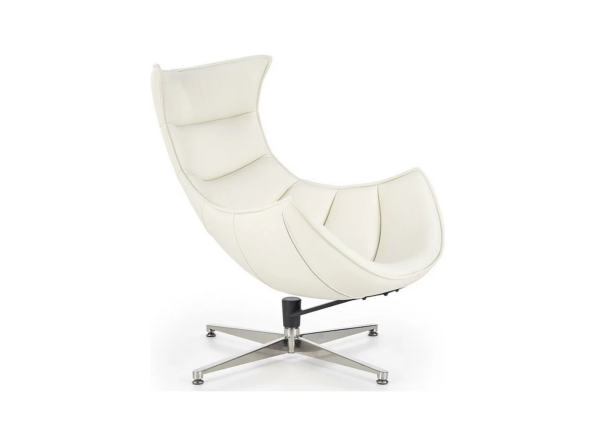Fauteuil design pivotant blanc avec piètement en acier inoxydable Oliver