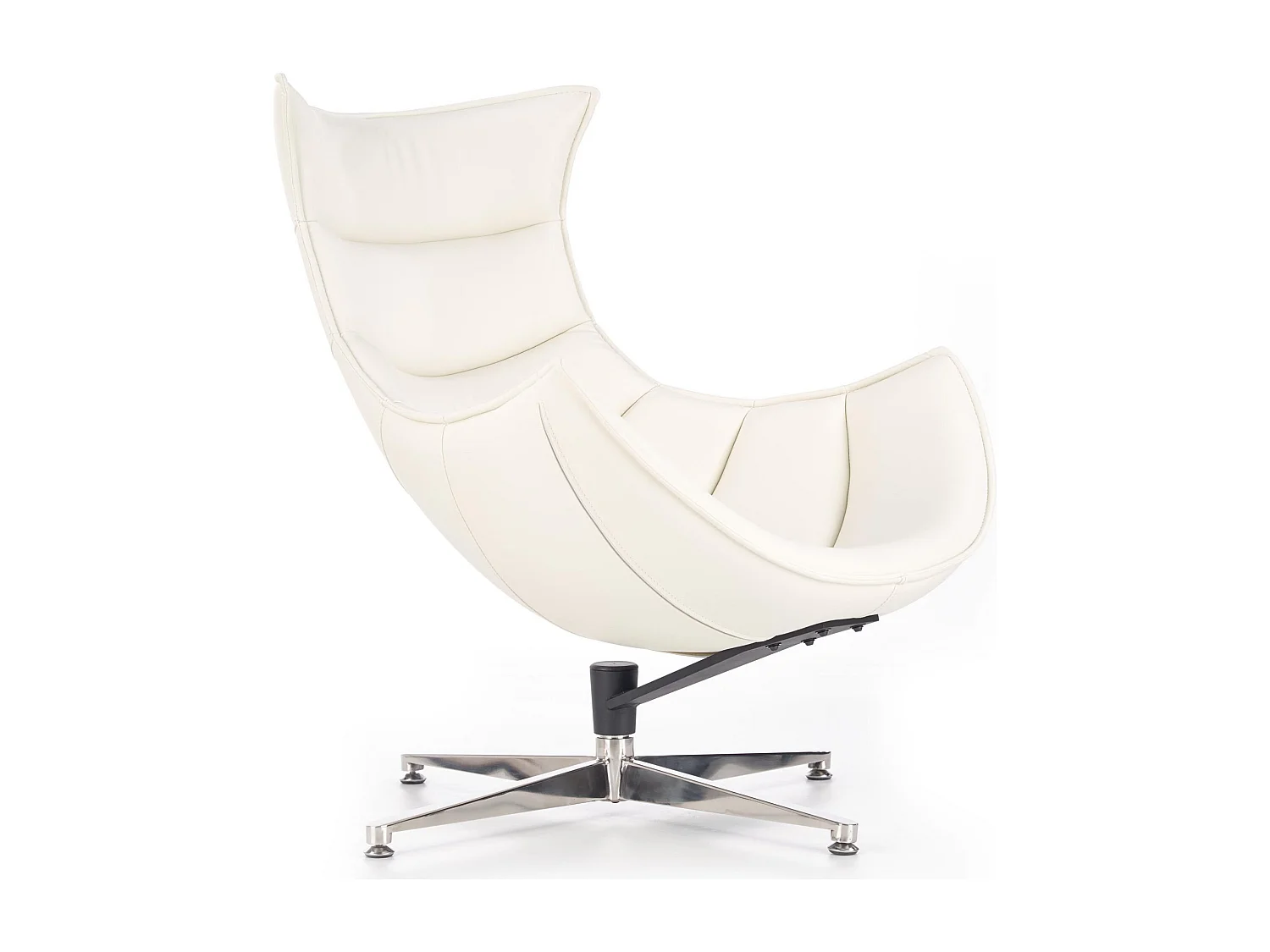 Fauteuil design pivotant blanc avec piètement en acier inoxydable Oliver