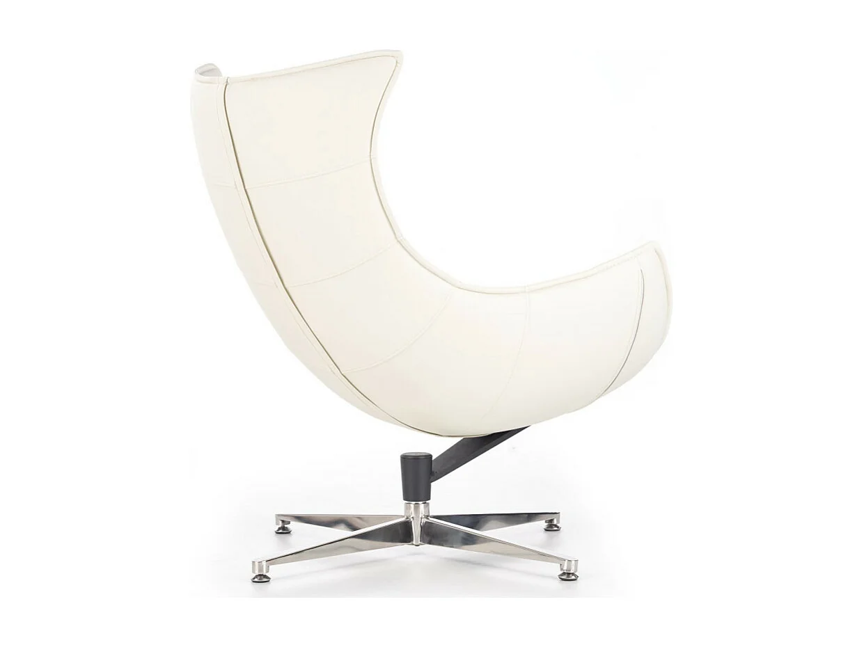 Fauteuil design pivotant blanc avec piètement en acier inoxydable Oliver