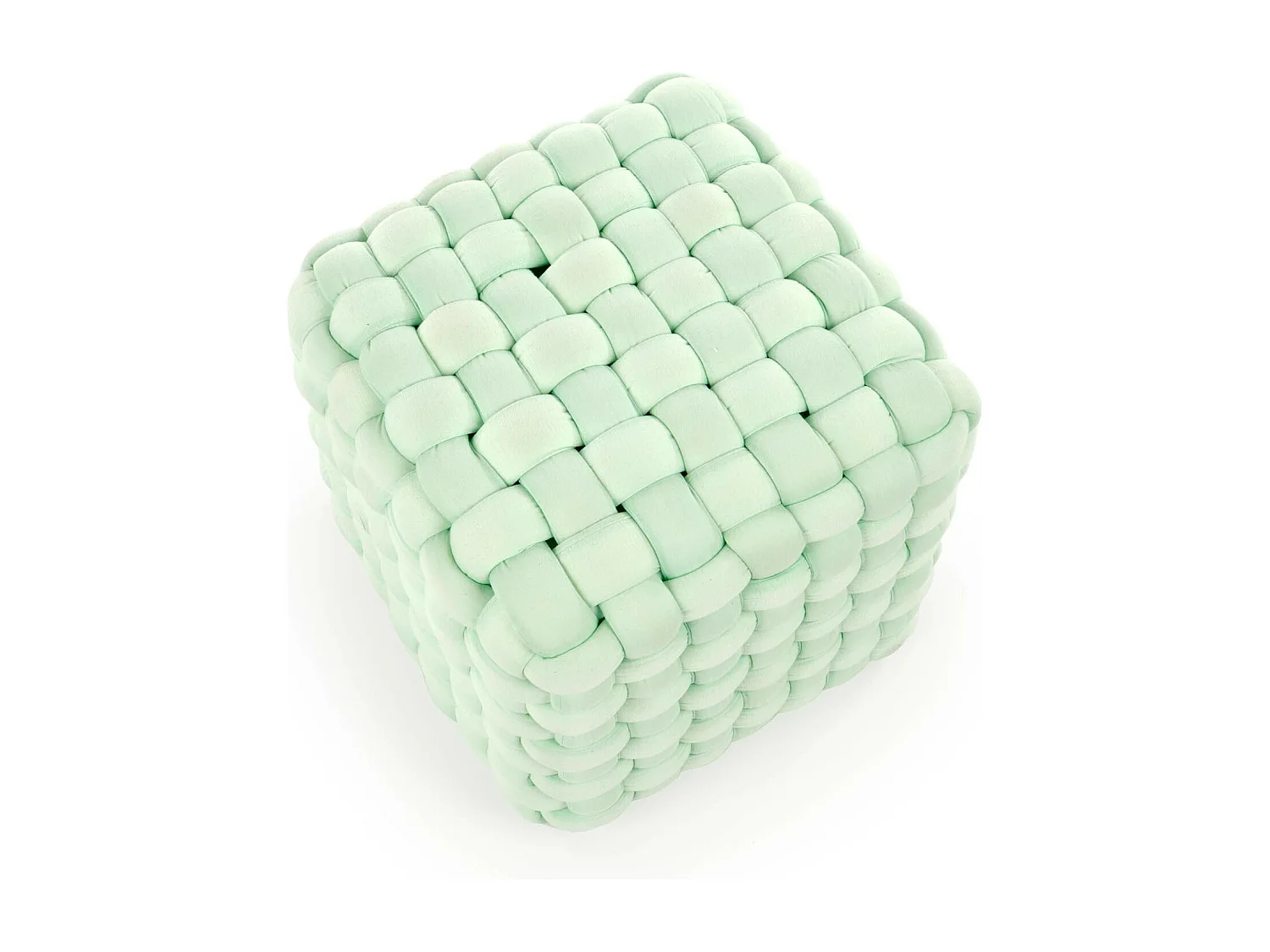 Puff de diseño cuadrado en tejido verde claro DICE