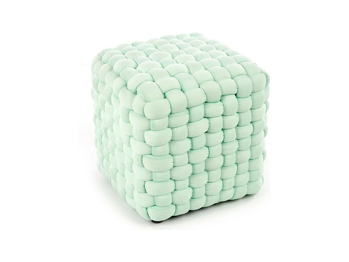 Pouf design carré en tissu vert clair DICE