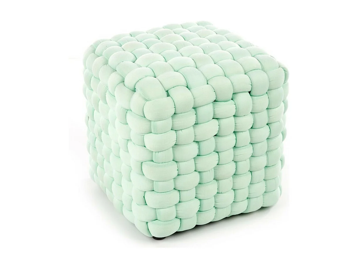 Pouf design carré en tissu vert clair DICE