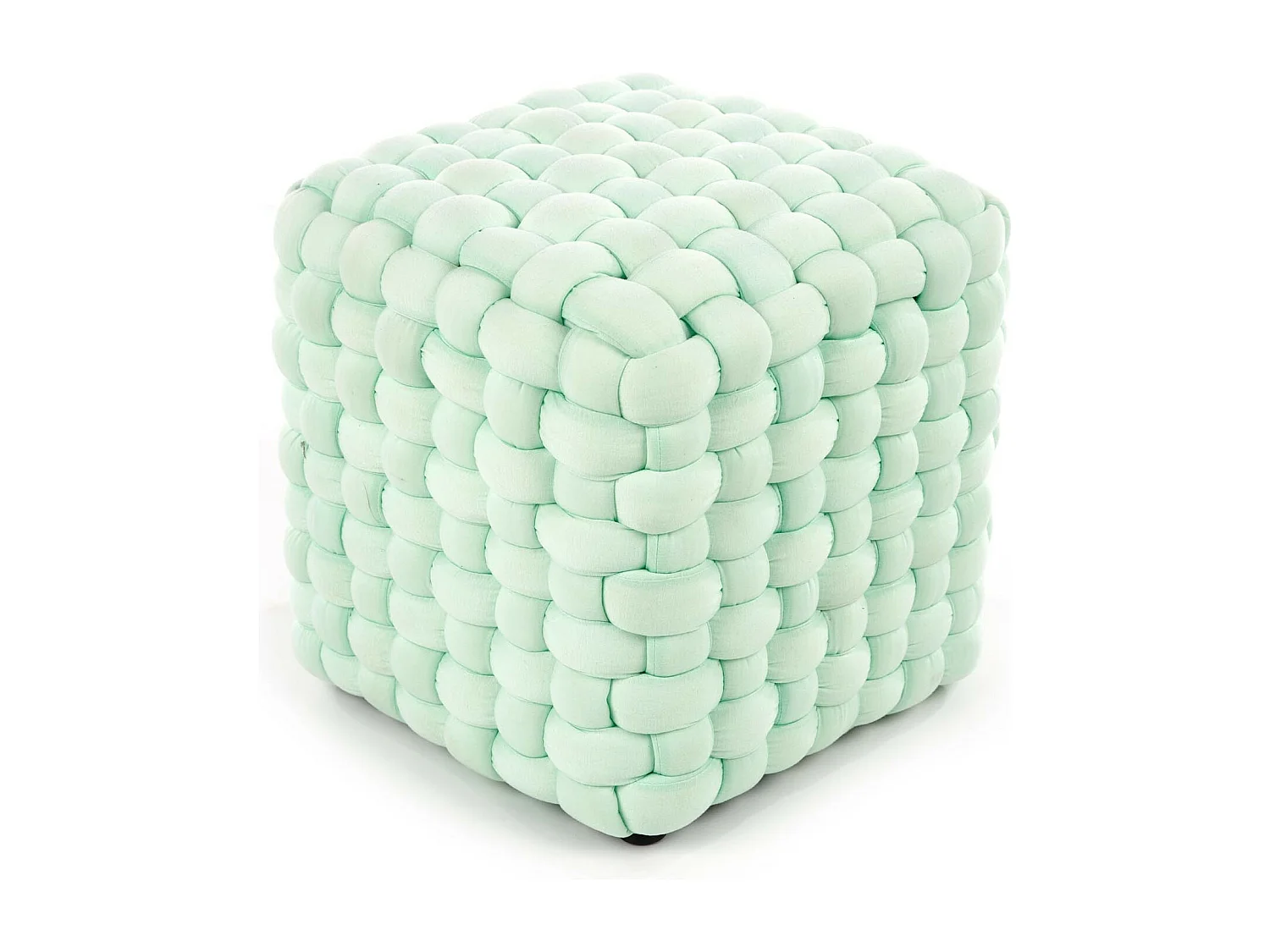 Pouf design carré en tissu vert clair DICE