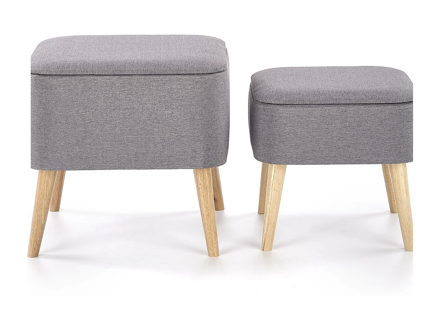 Ensemble de 2 poufs en tissu gris avec pieds en bois massif VIRTUOSO