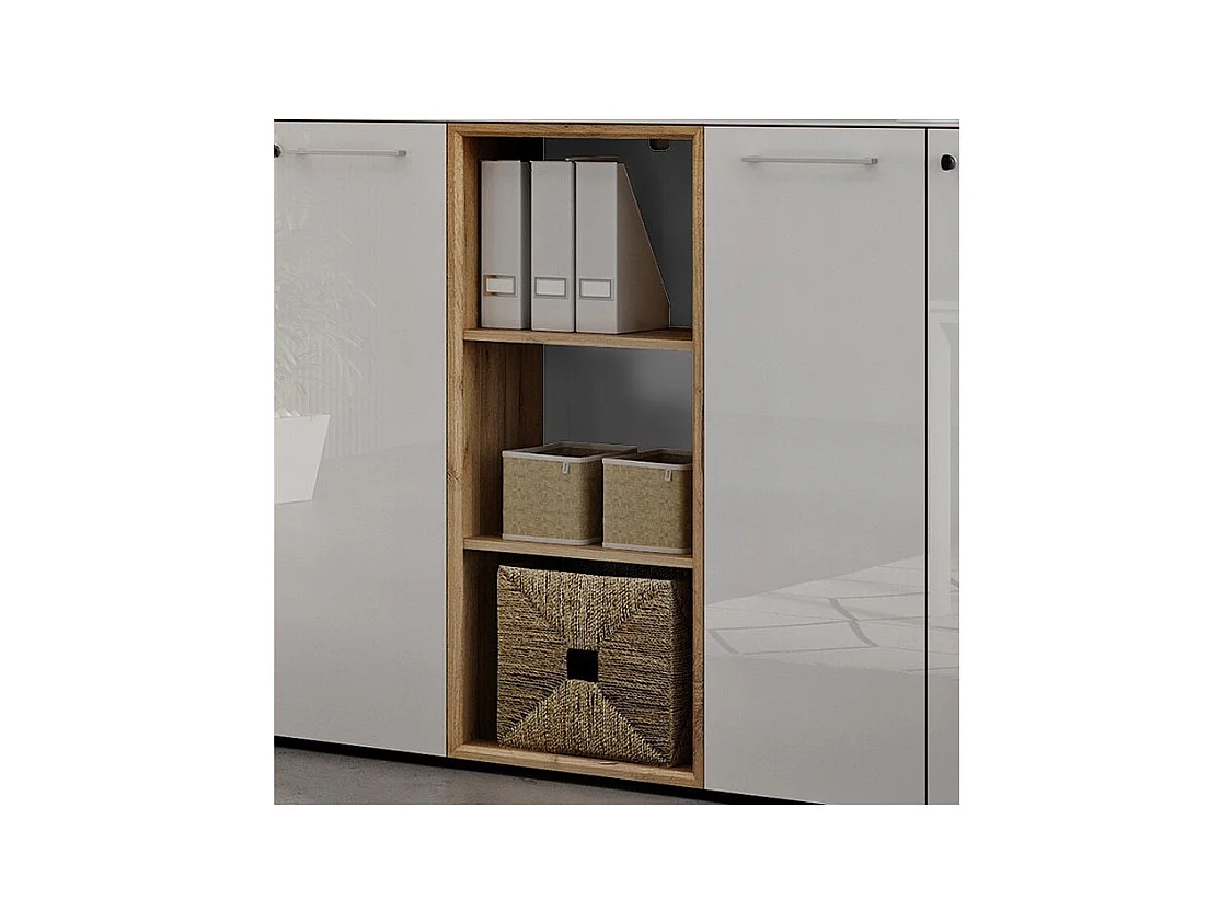 Libreria a due ripiani in bianco e rovere Next