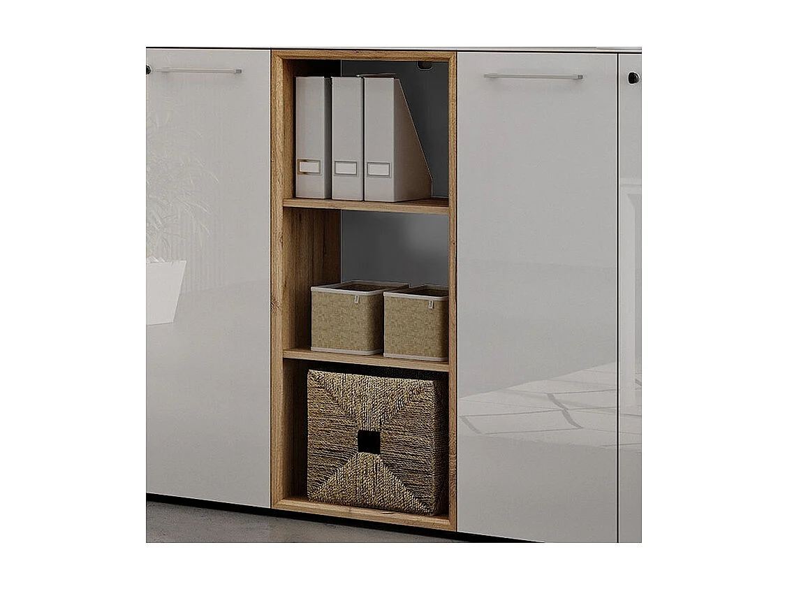 Libreria a due ripiani in bianco e rovere Next