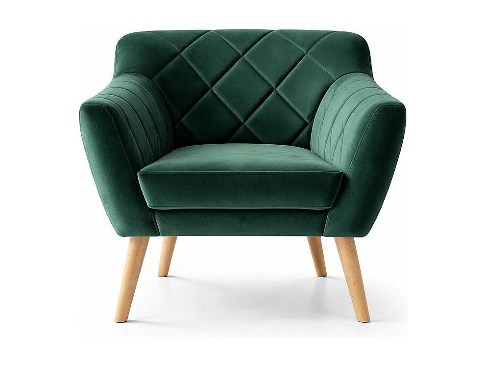 Sillón Blink de terciopelo verde y diseño de haya
