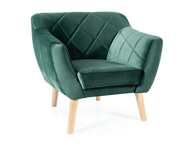 Sillón Blink de terciopelo verde y diseño de haya