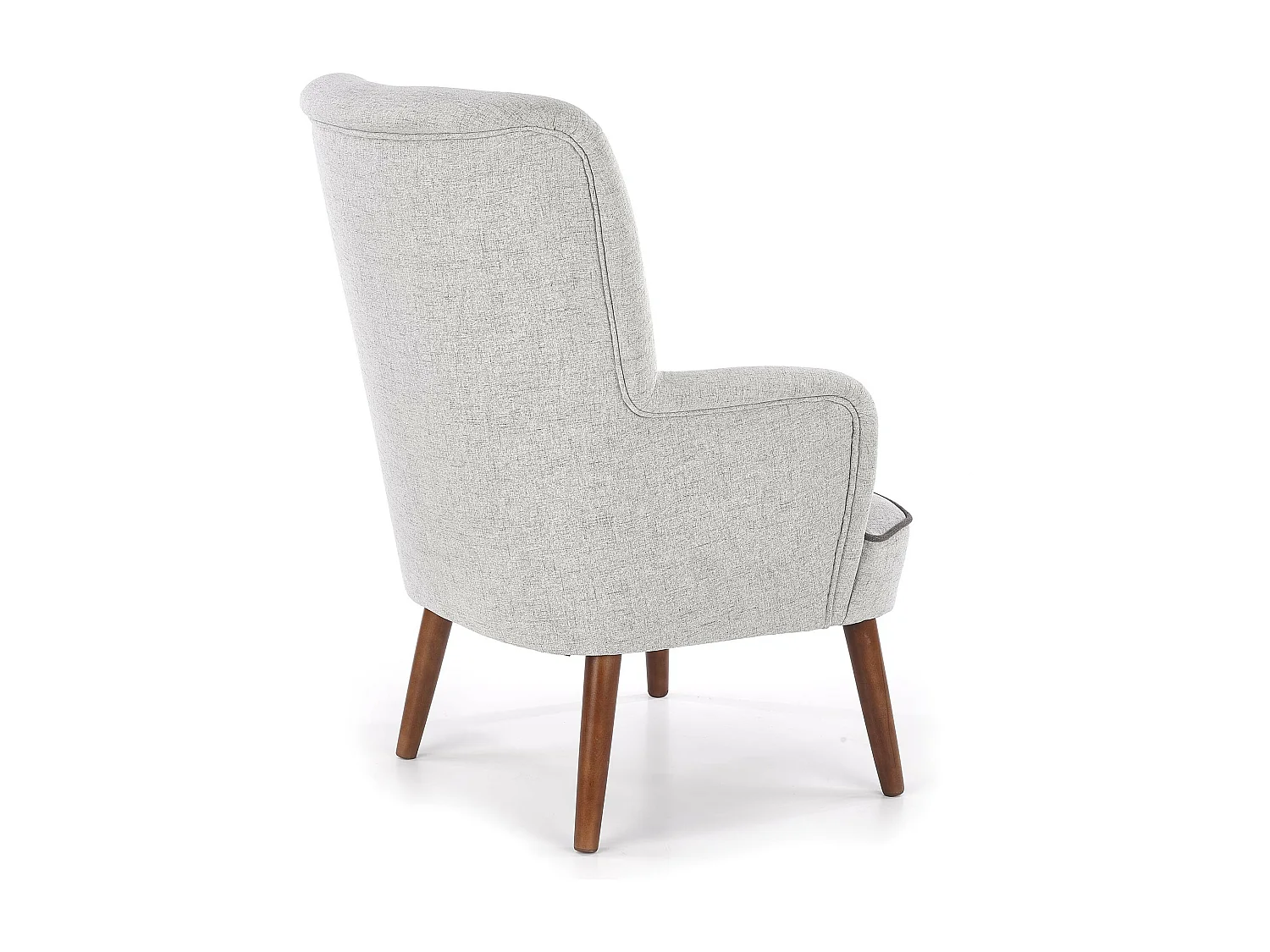 Sillón Achille de tela gris y diseño de madera