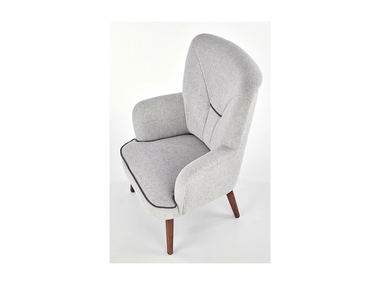 Sillón Achille de tela gris y diseño de madera