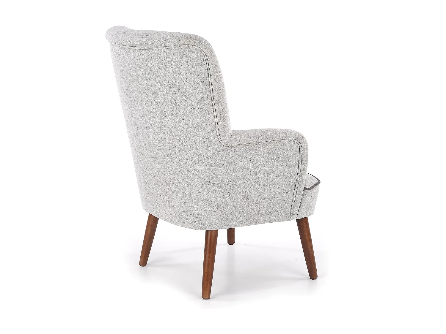 Fauteuil design confort bois et tissu gris Achille
