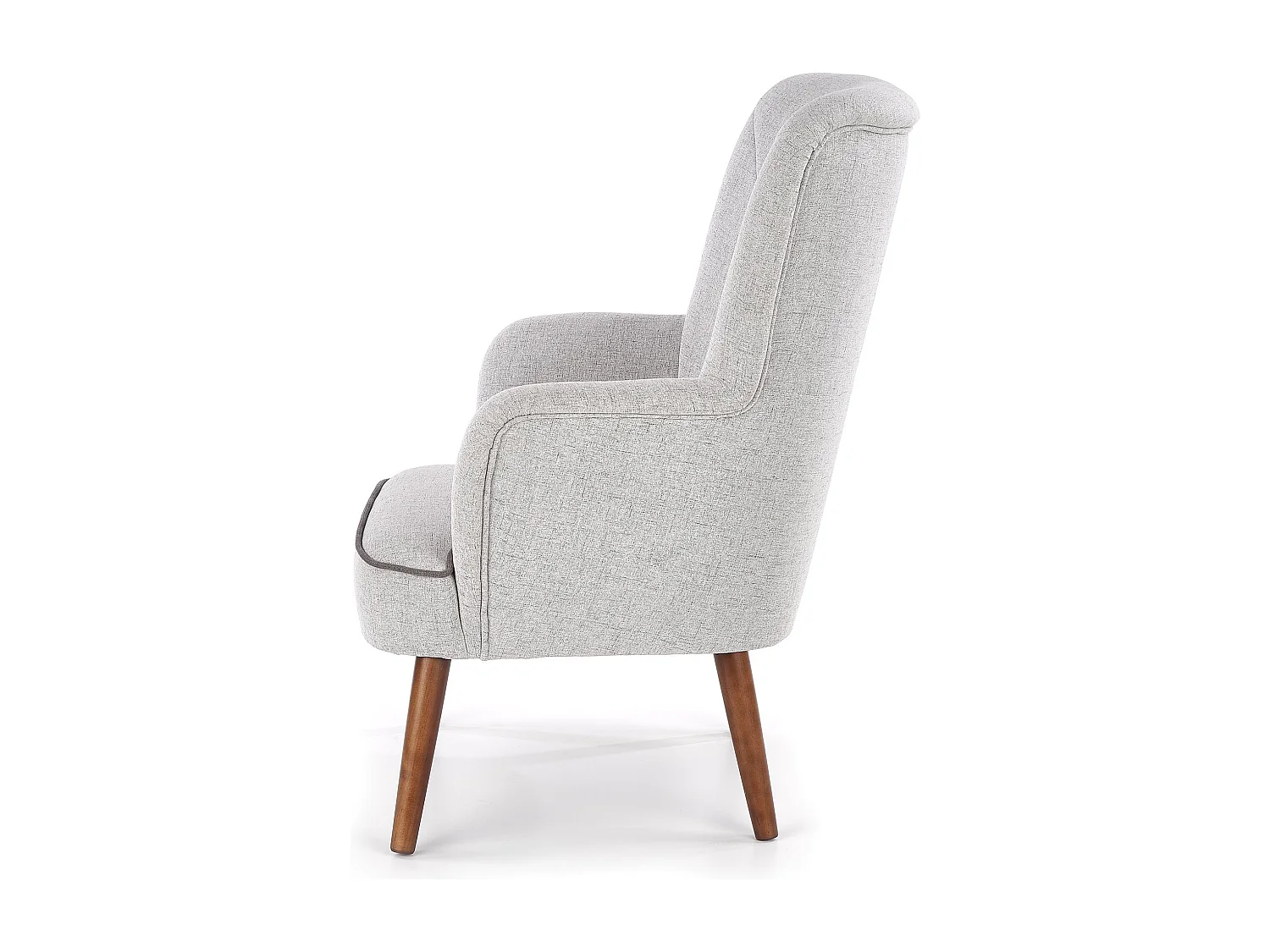 Fauteuil design confort bois et tissu gris Achille