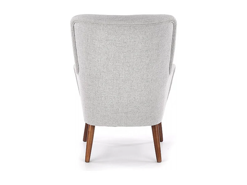 Fauteuil design confort bois et tissu gris Achille