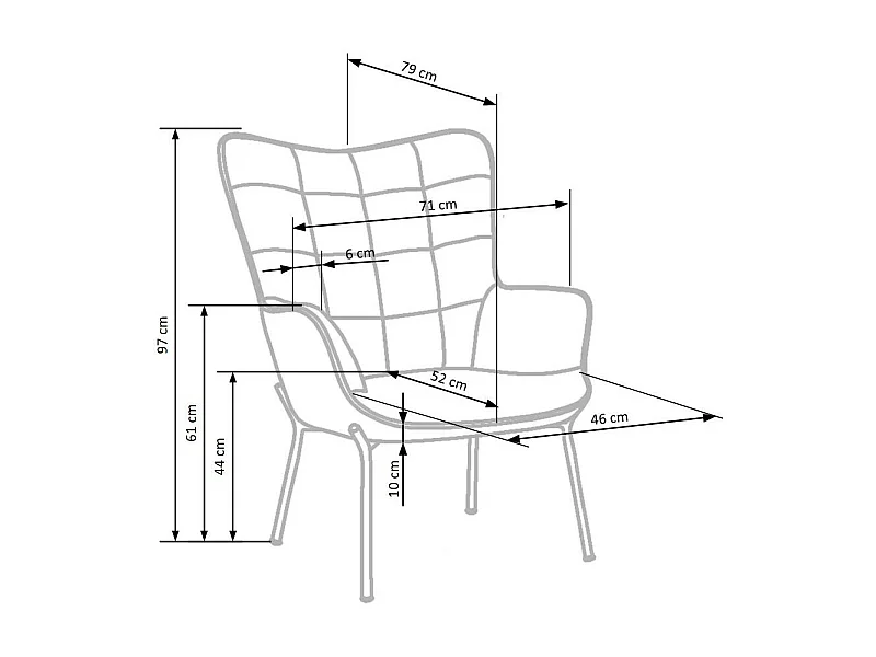 Sillón de terciopelo rosa claro con respaldo acolchado y patas CENTER de acero dorado