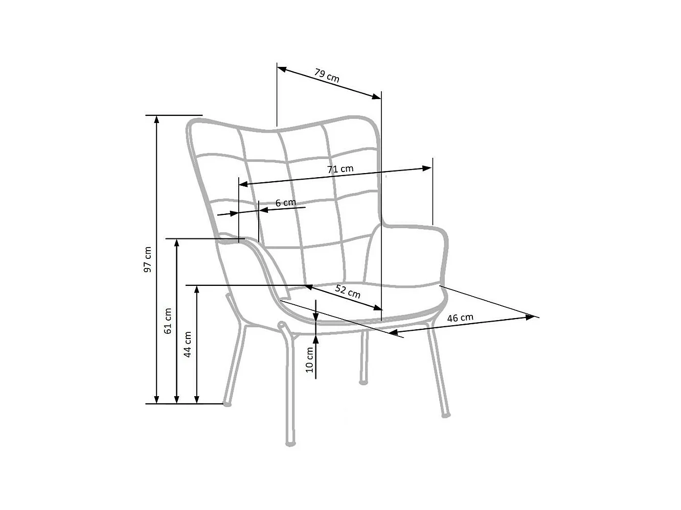 Sillón de terciopelo rosa claro con respaldo acolchado y patas CENTER de acero dorado