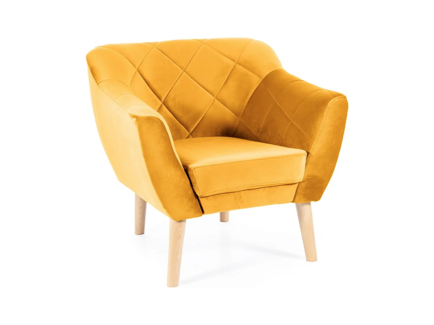 Fauteuil design velours jaune & hêtre Blink