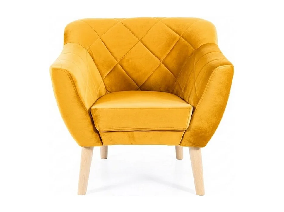 Fauteuil design velours jaune & hêtre Blink