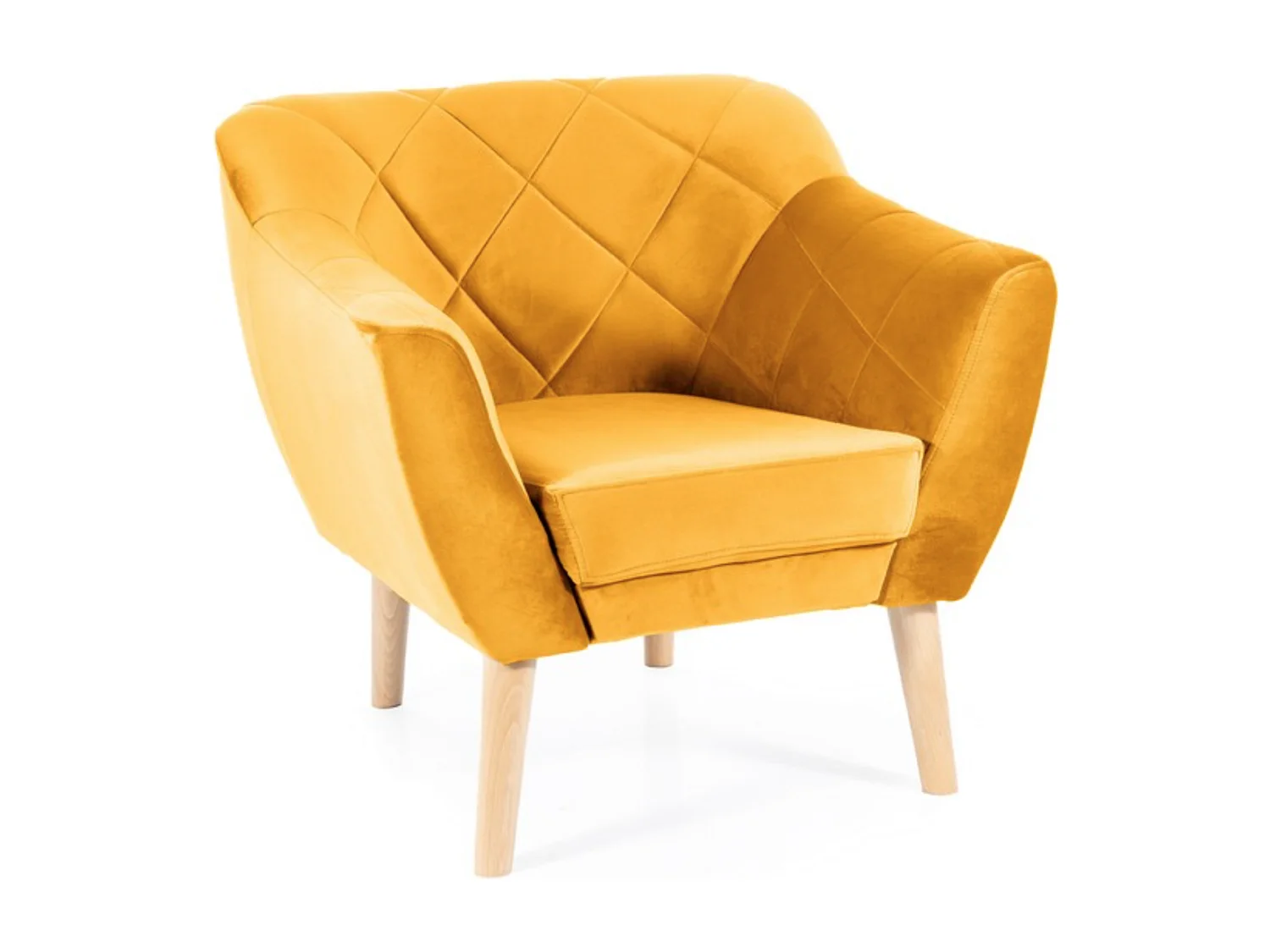 Fauteuil design velours jaune & hêtre Blink