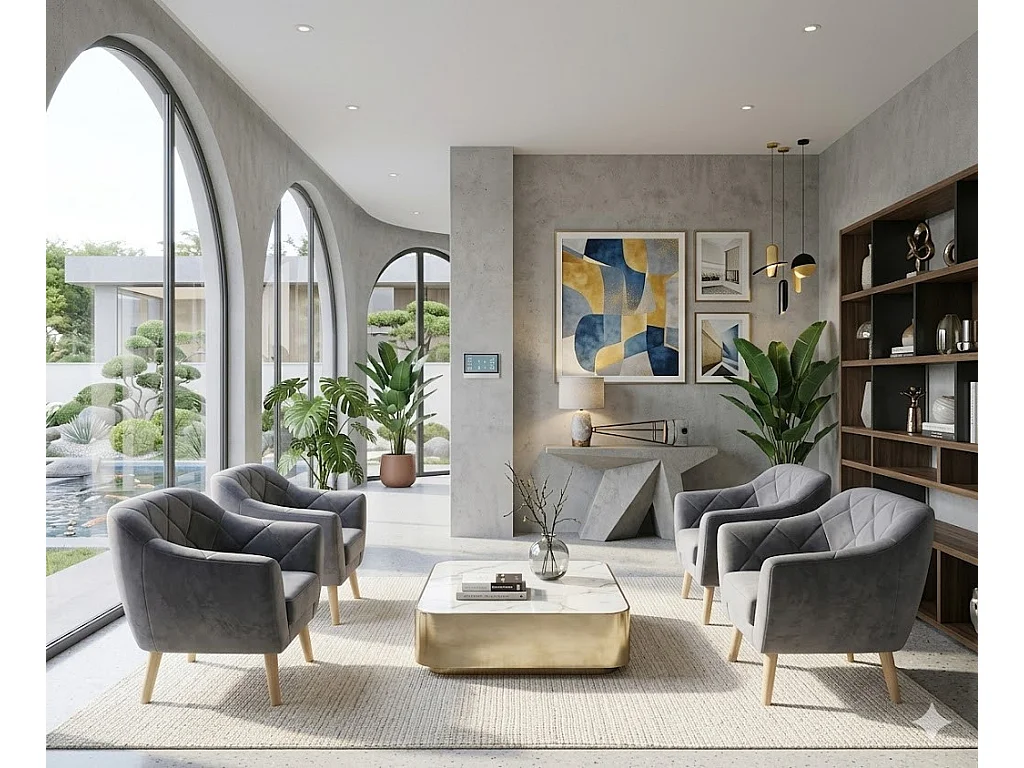 Sillón Blink de terciopelo gris y diseño de haya