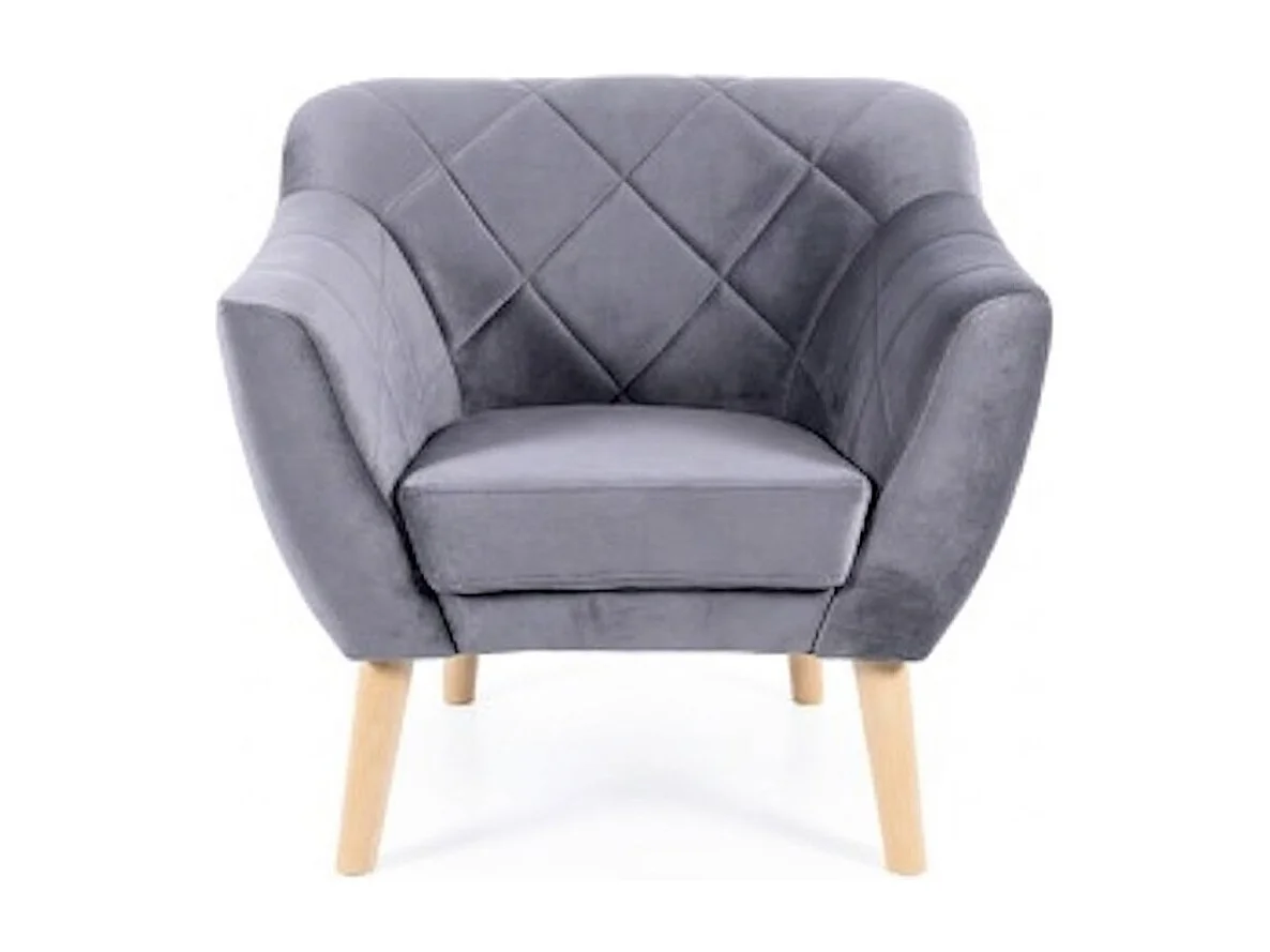 Sillón Blink de terciopelo gris y diseño de haya