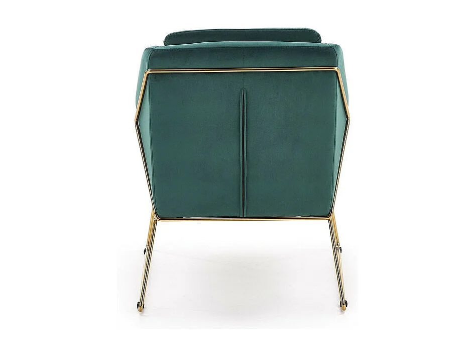 Fauteuil contemporain en velours vert avec structure design en métal doré JAZZY