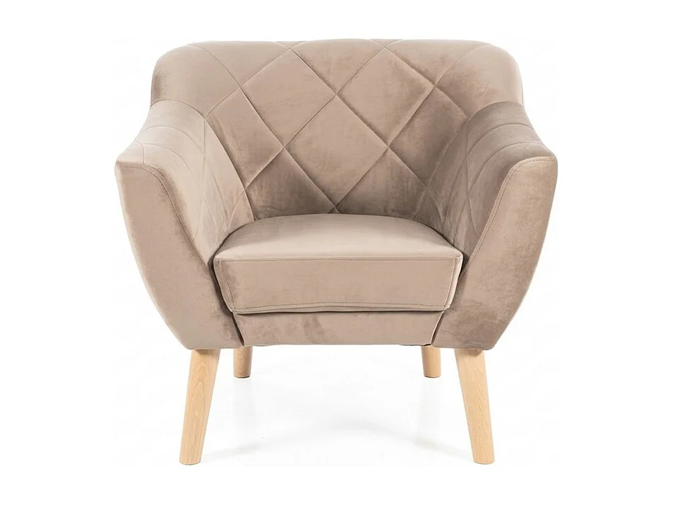 Sillón Blink de terciopelo beige y diseño de haya