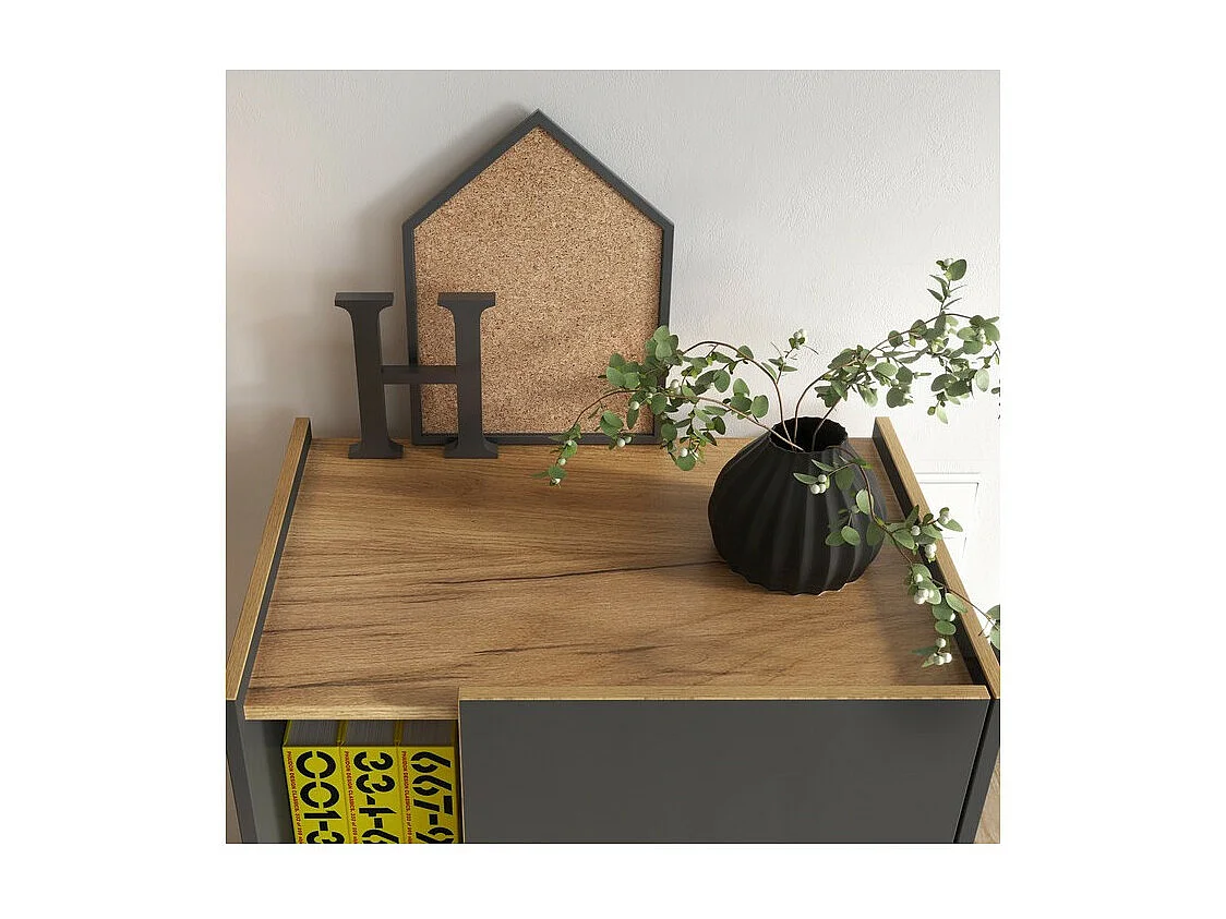 Armoire de bureau grise et bois MOUNTAIN