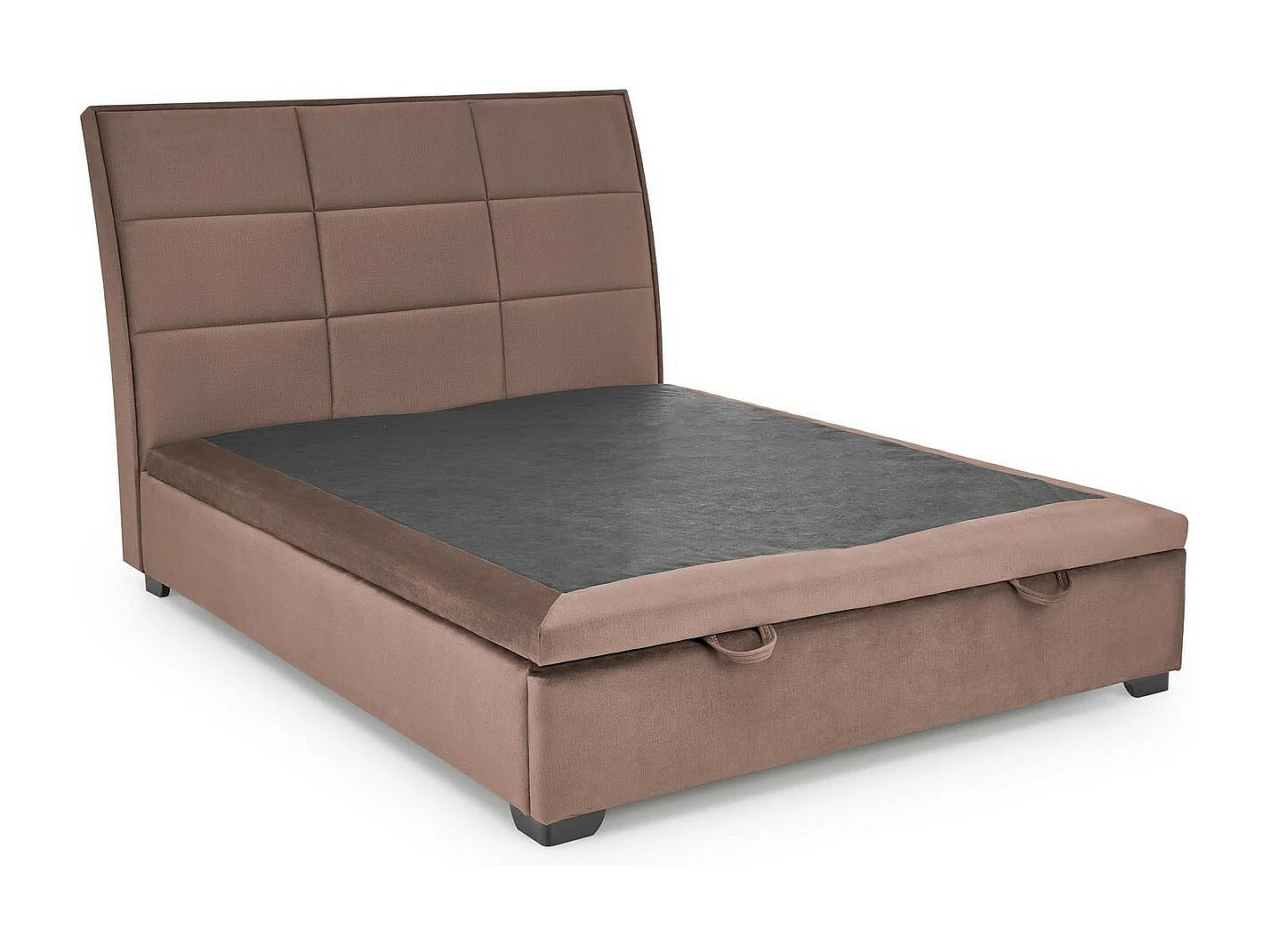 Letto a cassettone Rosalia 2 da 160 cm con testiera in velluto beige