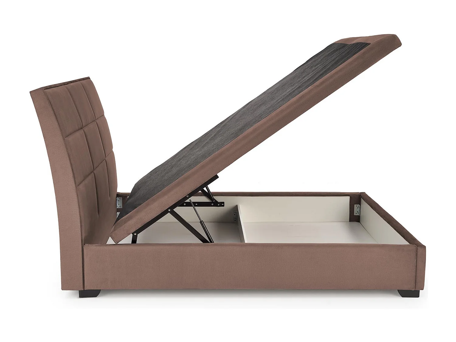 Letto a cassettone Rosalia 2 da 160 cm con testiera in velluto beige