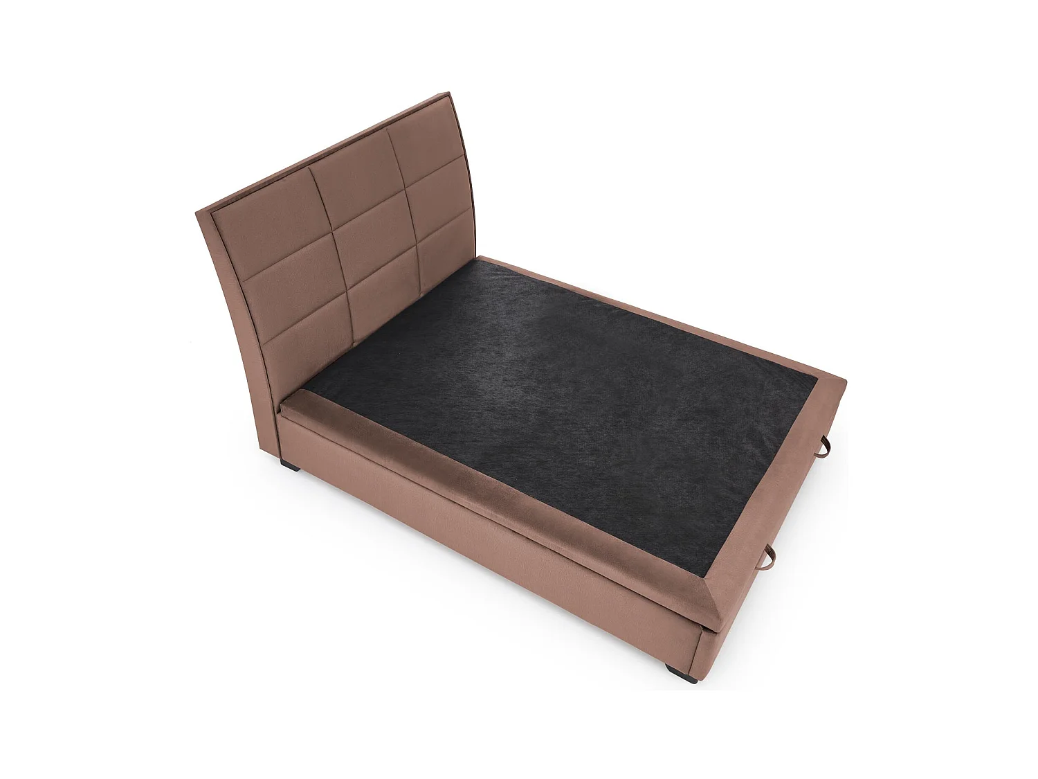 Letto a cassettone Rosalia 2 da 160 cm con testiera in velluto beige