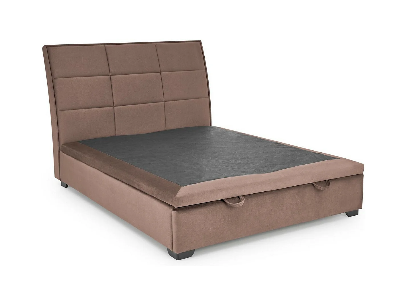 Lit coffre 2 personnes 160 cm avec tête de lit en velours beige Rosalia 2