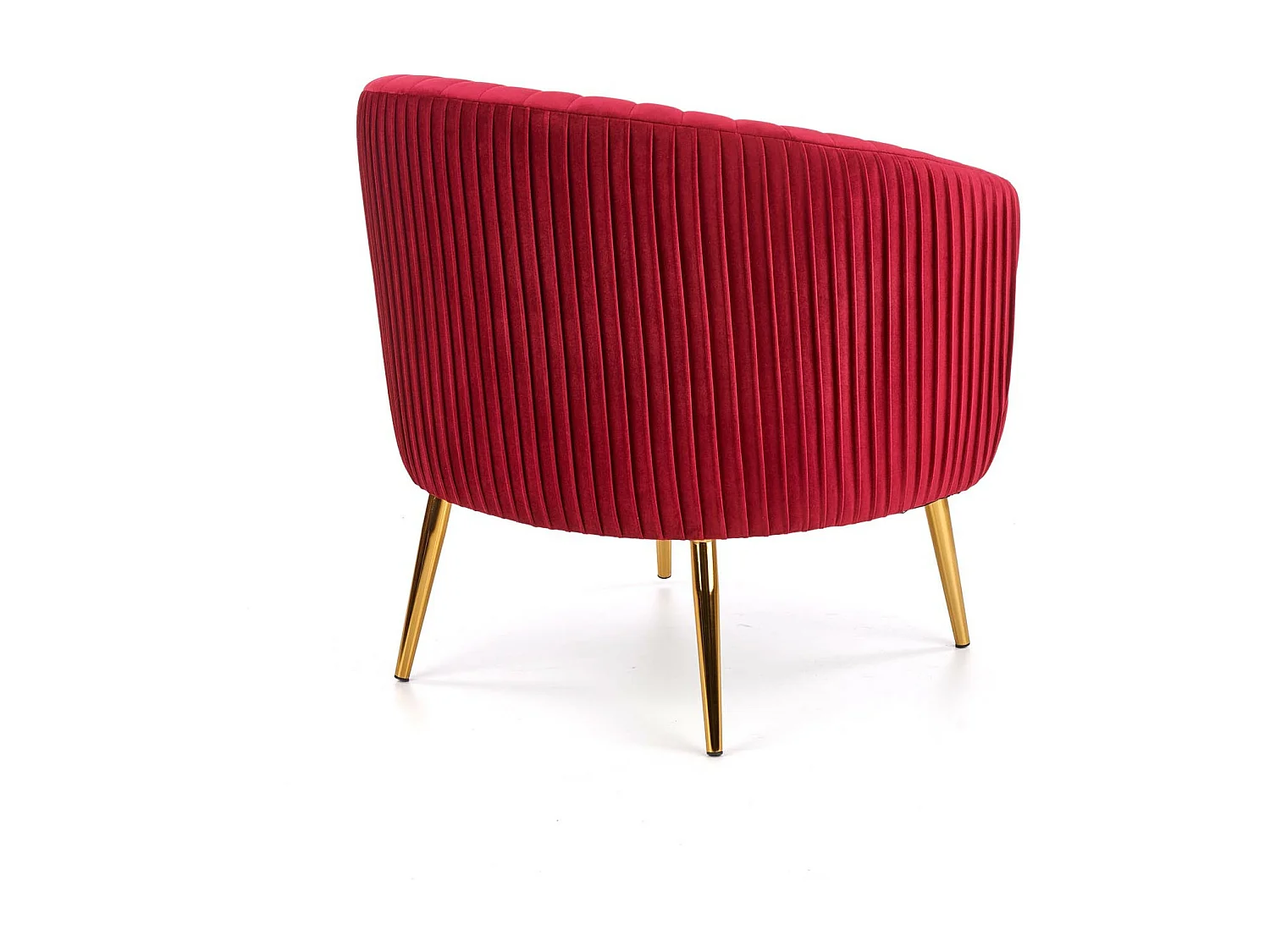 Fauteuil cabriolet en velours bordeaux avec pieds en métal doré Power