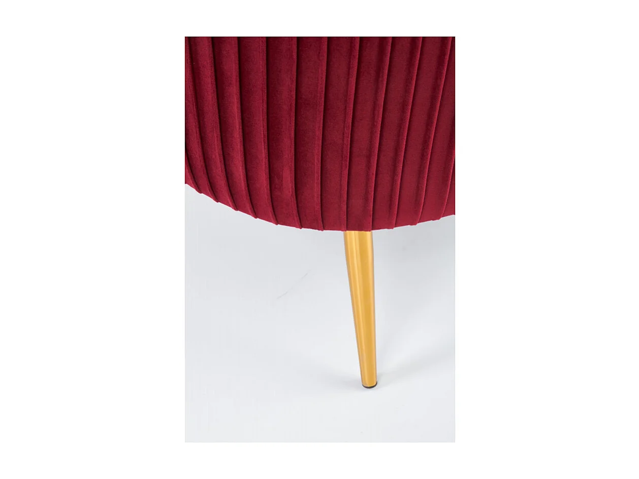 Fauteuil cabriolet en velours bordeaux avec pieds en métal doré Power