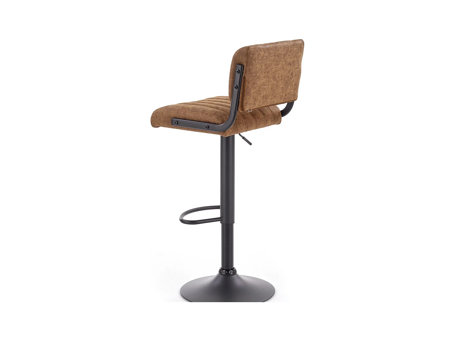 Taburete de bar de ecopiel marrón con base de metal negro BIRMINGHAM