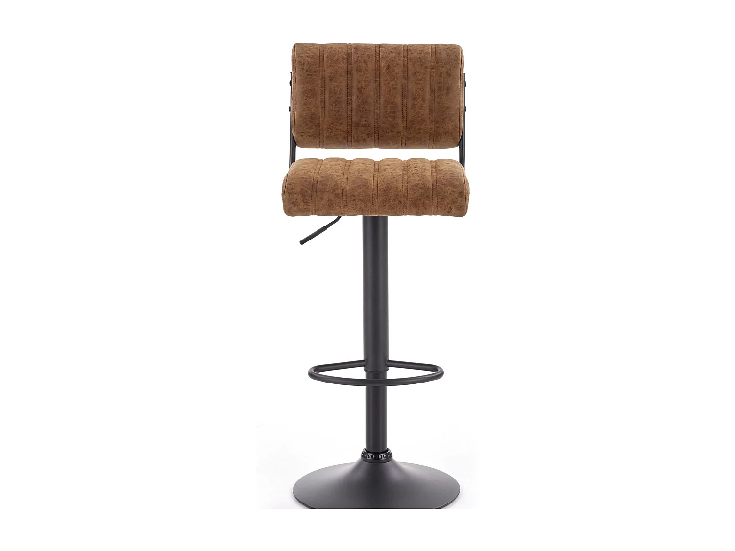 Sgabello da bar in ecopelle marrone con base in metallo nero BIRMINGHAM