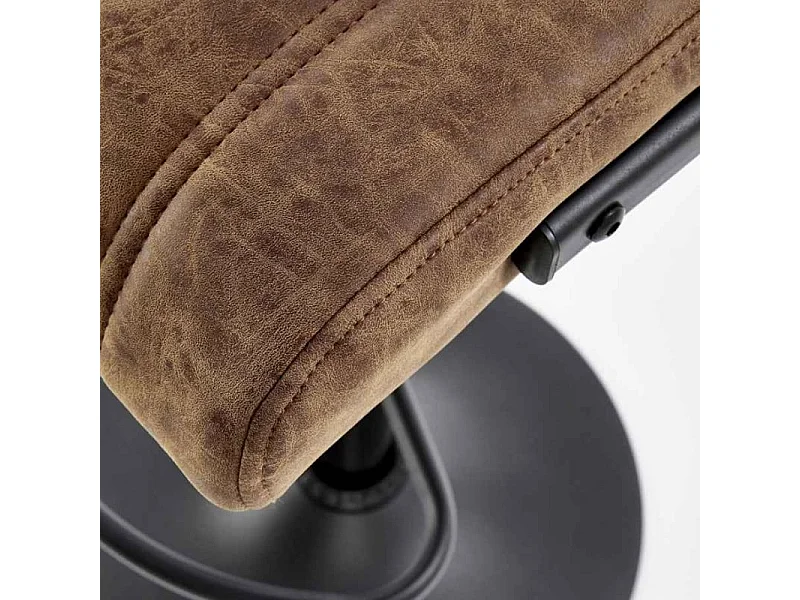 Sgabello da bar in ecopelle marrone con base in metallo nero BIRMINGHAM