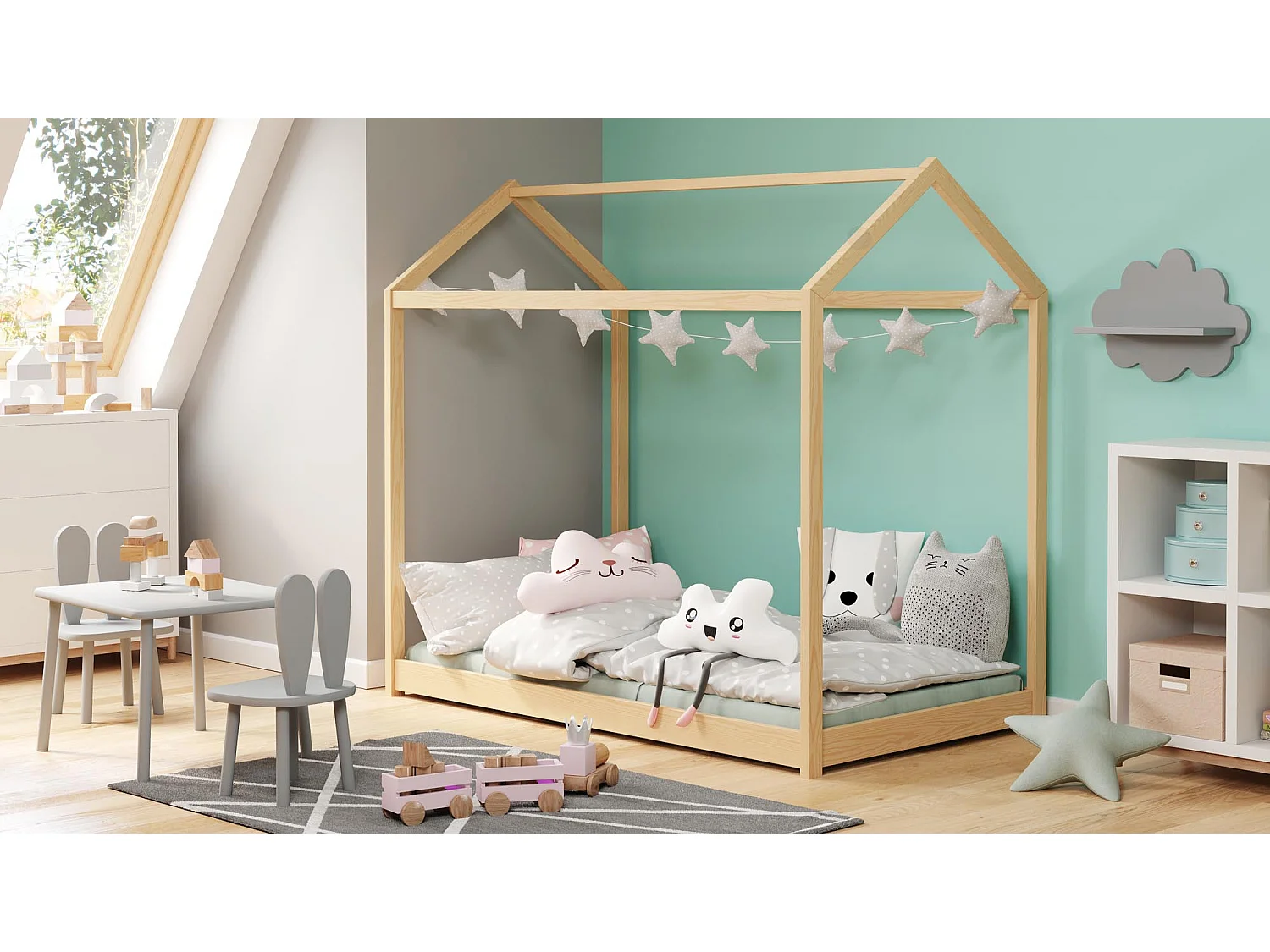 Lit cabane pour enfant en bois de pin massif HUT
