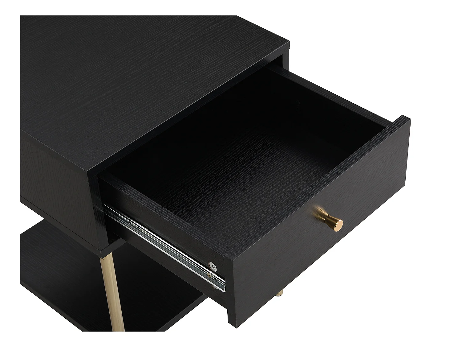 Conjunto de 2 mesitas de noche con 1 cajón - MDF y metal - Negro y dorado - MILAVIA de Pascal Morabito