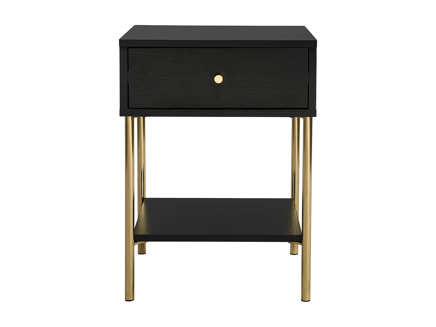 Conjunto de 2 mesitas de noche con 1 cajón - MDF y metal - Negro y dorado - MILAVIA de Pascal Morabito