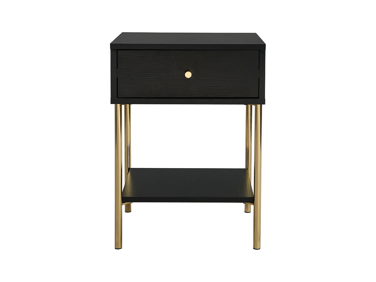 Sæt af 2 sengeborde med 1 skuffe - MDF og metal - Sort og guld - MILAVIA af Pascal Morabito
